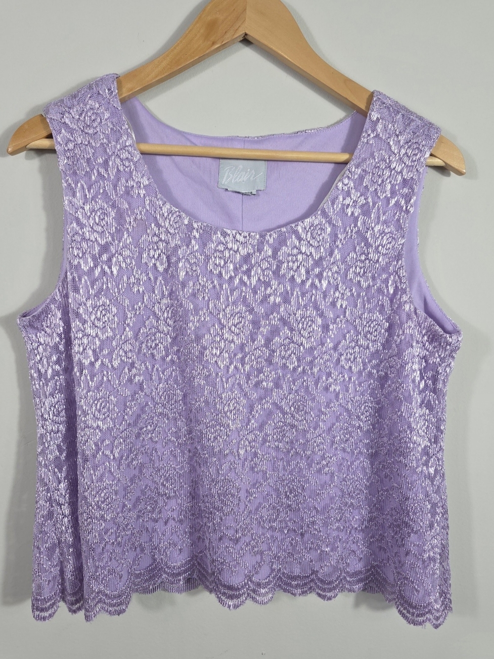 Vintage Y2K Blair Purple Floral Lace Tank Top S Coquette Fairycore